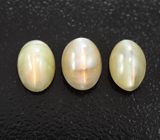 Крупный набор из 3 хризобериллов с эффектом кошачьего глаза 4,44 карата