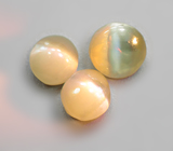 Редкий набор из 3 хризобериллов с эффектом кошачьего глаза 2,82 карата